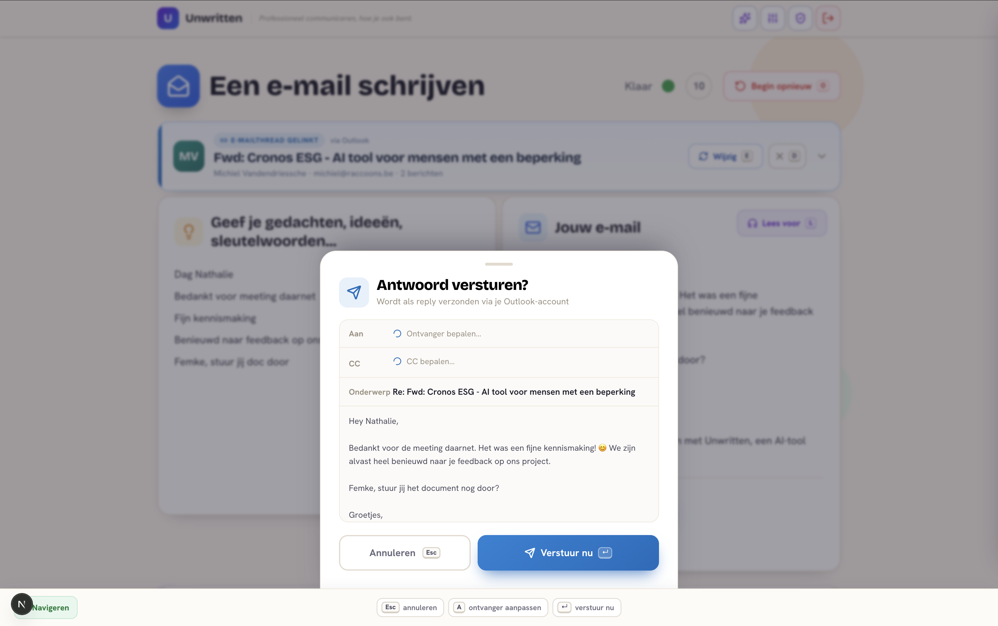 Unwritten — Outlook-integratie
